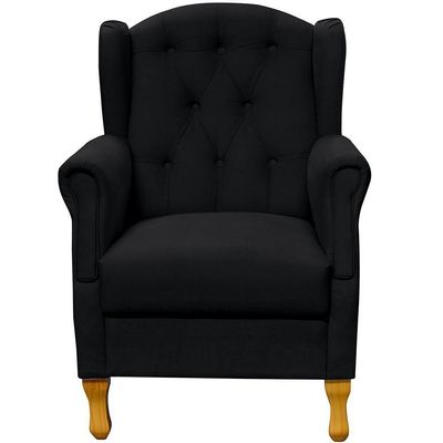 Kit 02 Poltronas Para Sala De Estar Yara P02 Corino Preto