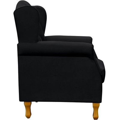 Kit 02 Poltronas Para Sala De Estar Yara P02 Corino Preto
