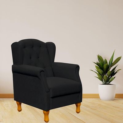 Kit 02 Poltronas Para Sala De Estar Yara P02 Corino Preto