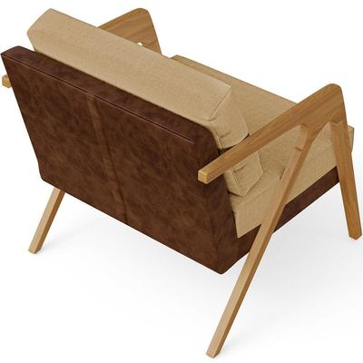 Kit 02 Poltronas Pietra L02 Marrom Linho Bege Escuro