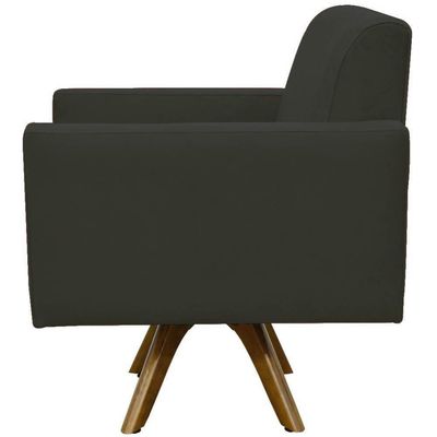Kit 02 Poltronas Giratória Sala De Estar Suede Cinza