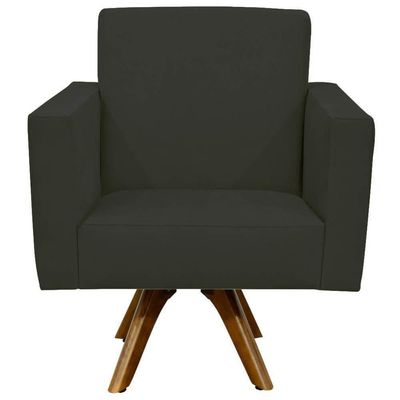Kit 02 Poltronas Giratória Sala De Estar Suede Cinza