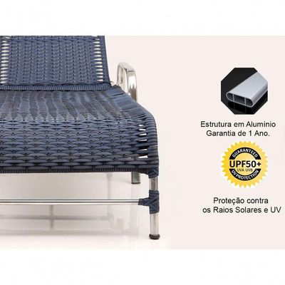 2 Espreguiçadeiras Esteira e 1 Mesa de Centro Garden Azul Dark