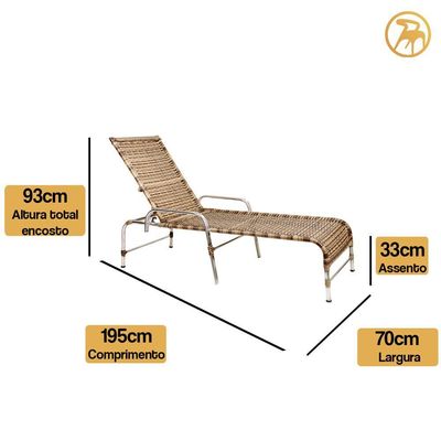 2 Espreguiçadeiras Esteira e 1 Mesa de Centro Garden Cappuccino