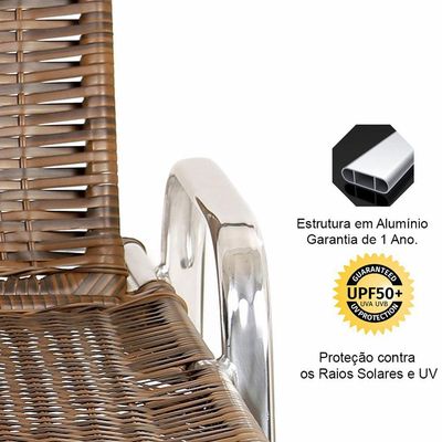 2 Espreguiçadeiras Esteira e 1 Mesa de Centro Garden Argila