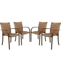 4 Cadeiras De Área Cappuccino Alumínio Marrom