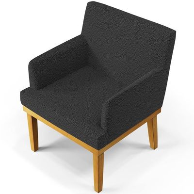 Kit 4 Poltronas Decorativas Sala De Estar E Recepção Base Mel Beatriz W01 Bouclê Preto - Lyam Decor