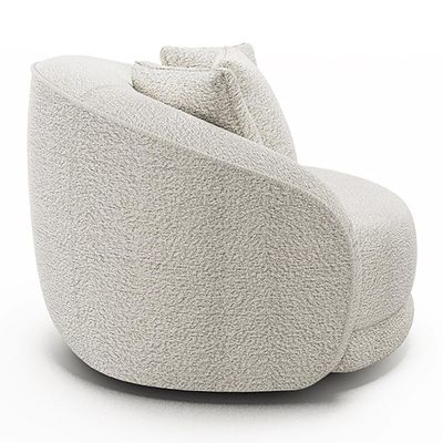 Poltrona Decorativa Para Sala De Estar Base Giratória Witta M03 Bouclê Branco - Lyam Decor