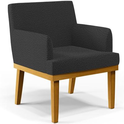 Kit 4 Poltronas Decorativas Sala De Estar E Recepção Base Mel Beatriz W01 Bouclê Preto - Lyam Decor
