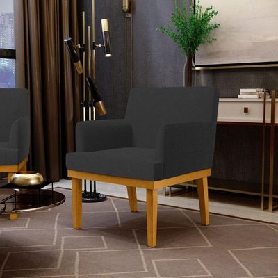 Kit 4 Poltronas Decorativas Sala De Estar E Recepção Base Mel Beatriz W01 Bouclê Preto - Lyam Decor