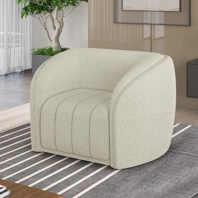 Kit 02 Poltronas Decorativa Para Sala De Estar Lazio M03 Bouclê Bege Claro - Lyam Decor