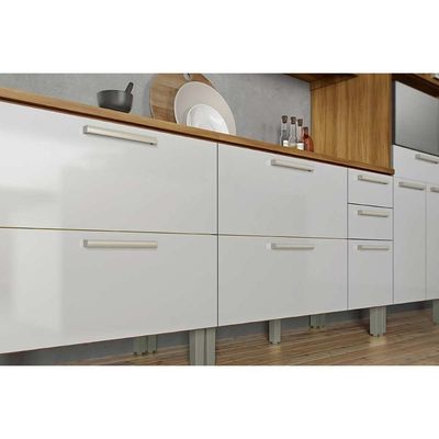 Kit De Cozinha 4Pçs Burguesa Premium 5Pçs (2 Balcões + 2 Aéreos + 1 Paneleiro) C5p26 Freijo/grafite