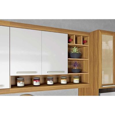 Kit De Cozinha 4Pçs Burguesa Premium 5Pçs (2 Balcões + 2 Aéreos + 1 Paneleiro) C5p26 Freijo/grafite
