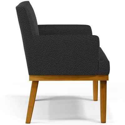 Kit 2 Poltronas Decorativas Sala De Estar E Recepção Base Mel Beatriz W01 Bouclê Preto - Lyam Decor