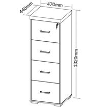Armário Multiuso Office Arquivo 4 Gavetas Atria Executiva 132cm A02 Carvalho Branco - Lyam Decor