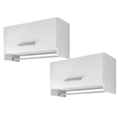 Kit 02 Armários Multiuso Aéreo Cabideiro Grécia L03 Branco