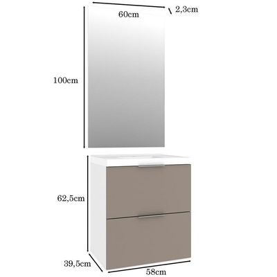 Kit Banheiro Gabinete 60Cm Pietra B06 Gianduia Brilho