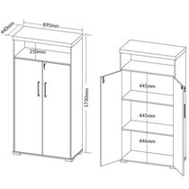 Armário Multiuso Office Com 2 Portas E Nicho Atria Executiva 173cm A02 Carvalho Branco - Lyam Decor
