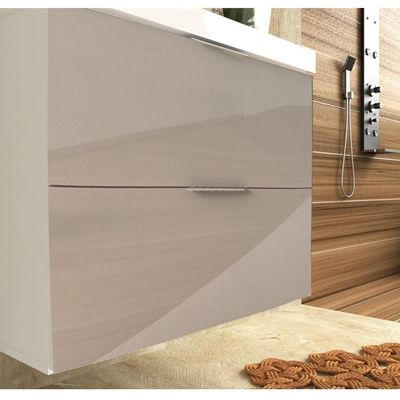 Kit Banheiro Gabinete 60Cm Pietra B06 Gianduia Brilho