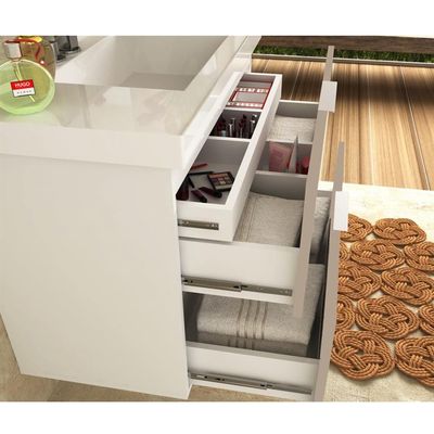 Kit Banheiro Gabinete 60Cm Pietra B06 Gianduia Brilho