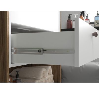 Balcão Gabinete Para Banheiro 60cm 2 Gavetas Branco Nogal