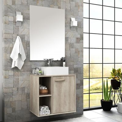 Balcão Gabinete Suspenso Para Banheiro 60Cm 1 Porta Barrique