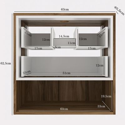 Conj Para Banheiro Gabinete 60cm Com Cuba E Armário Branco