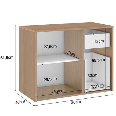 Balcão Gabinete Para Banheiro 80 Cm 2 Gavetas Nogal Amêndoa