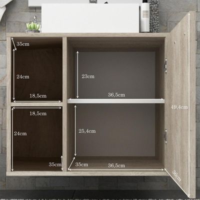 Balcão Gabinete Suspenso Para Banheiro 60Cm 1 Porta Barrique