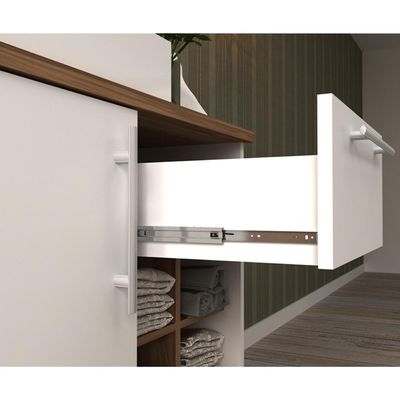 Balcão Gabinete Suspenso Para Banheiro 70cm B06 Branco Nogal
