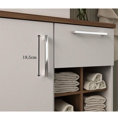 Balcão Gabinete Suspenso Para Banheiro 70cm B06 Branco Nogal