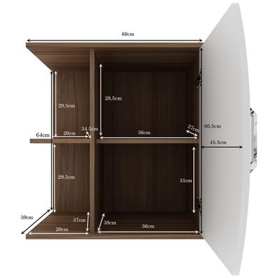 Armário Balcão Gabinete Para Banheiro 60Cm Branco Nogal