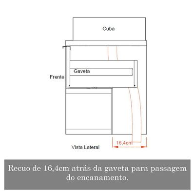 Balcão Gabinete Para Banheiro 60cm Com 1 Gaveta Malta Branco