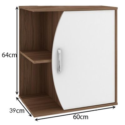 Armário Balcão Gabinete Para Banheiro 60Cm Branco Nogal