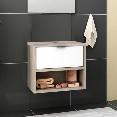 Balcão Gabinete Para Banheiro 60cm Com 1 Gaveta Malta Branco