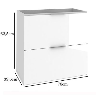 Armário Balcão Gabinete Para Banheiro 80Cm Branco Brilho