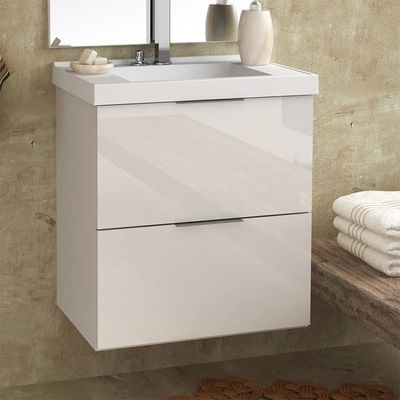 Armário Balcão Gabinete Para Banheiro 60Cm Branco Brilho