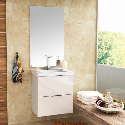 Armário Balcão Gabinete Para Banheiro 60Cm Branco Brilho
