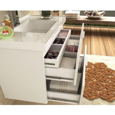 Armário Balcão Gabinete Para Banheiro 60Cm Branco Brilho