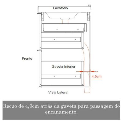 Armário Balcão Gabinete Para Banheiro 60Cm Gianduia Brilho
