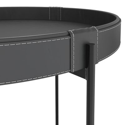 Mesa De Centro Decorativo Sala De Estar 70 Cm Industrial Sintético Preto P06 Aura