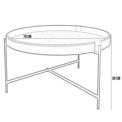 Mesa De Centro Decorativo Sala De Estar 70 Cm Industrial Sintético Preto P06 Aura