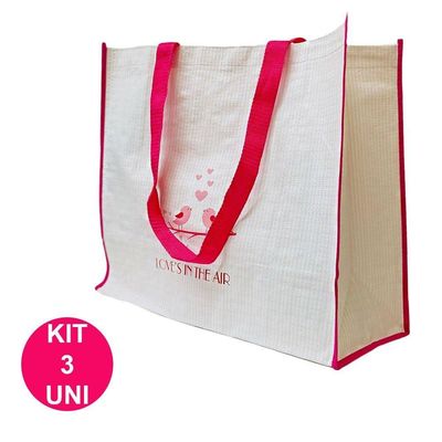 Bolsa Ecobag Ecologica Dobravel Reutilizavel Sacola De Ombro Retornavel Compras Mercado Kit 3 Uni
