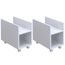Kit 2 Suportes Para Cpu E Nobreak Com Rodízios Guide Branco