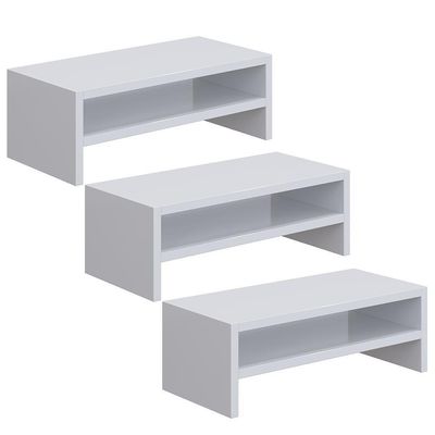 Kit 3 Suportes Stand Para Monitores Mesa Escritório Branco