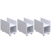 Kit 3 Suportes Para Cpu E Nobreak Com Rodízios Guide Branco