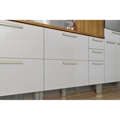 Balcão de Cozinha Modulado  Burguesa Premium 2 Portas e 3 Gavetas c/ Tampo Freijó/Branco - Nesher