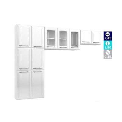 Kit de Cozinha Modulada 3 Peças Topázio (2 Armários + 1 Paneleiro) CPT123 Branco - Telasul