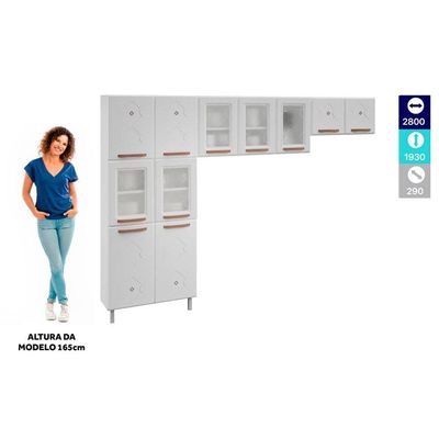 Kit de Cozinha Modulada 3 Peças Mirage New (2 Armários + 1 Paneleiro) CPT113 Branco - Telasul