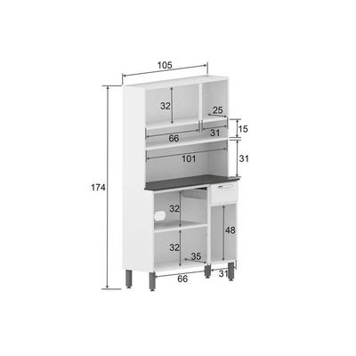 Kit de Cozinha Compacta Dona Maria c/ 6 Portas e 1 Gaveta 105cm Branco - Bertolini